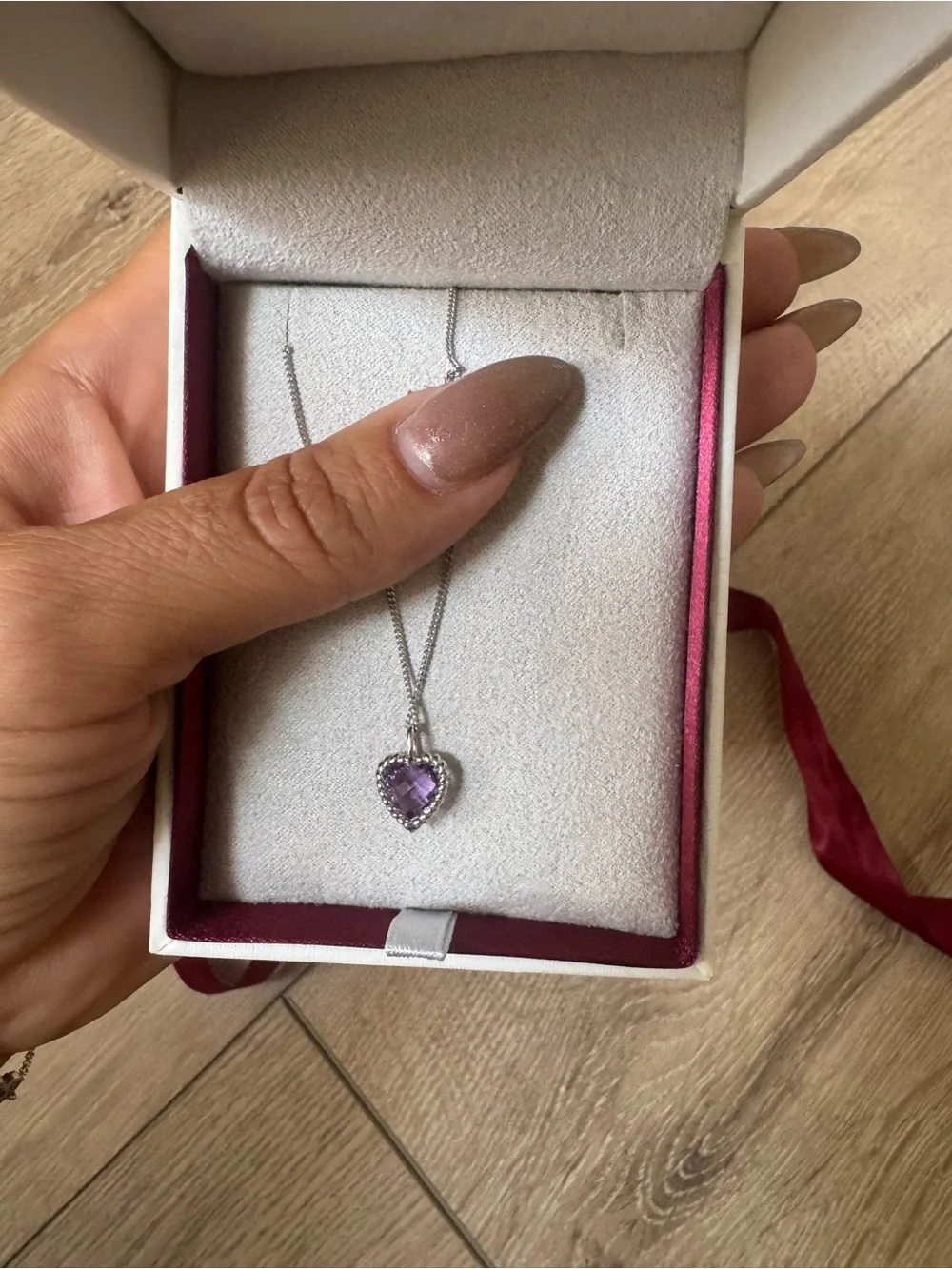 Shane & Co Evie Amethyst & Diamond Heart Pendant